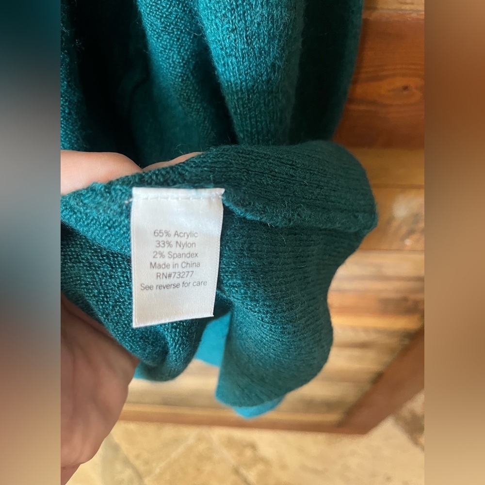 Nine West Teal Open-Front Sweater Cardigan - Picture 6 of 7